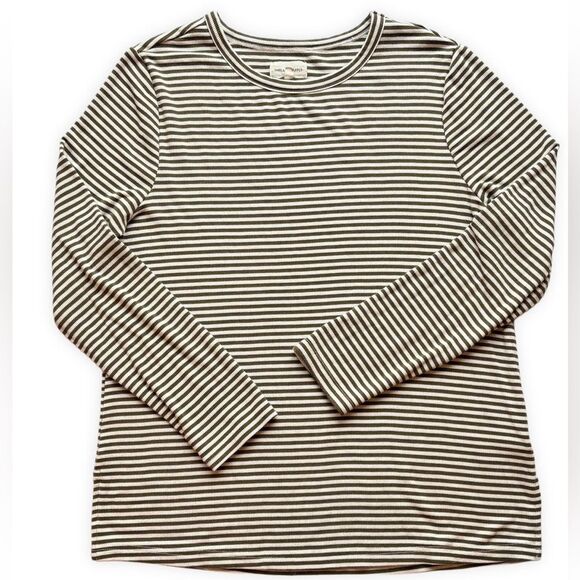 Thread & Supply Tops - Thread & Supply Olive & White Striped Long Sleeve Top | Size MP